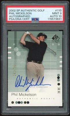 2002 SP Authentic #110 Phil Mickelson RC #/799 PSA 9 Auto 10 *3631 - Image 1 of 2