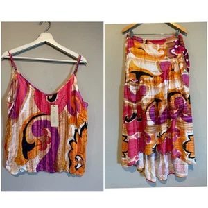 RACHEL ZOE OUTFIT SET WOMEN L SUMMER MAXI WRAP SKIRT & TANK TOP TRAVEL VACATION - Picture 1 of 20