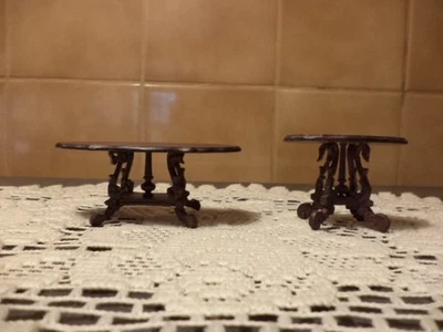 Bespaq老式娃娃屋微型天鹅腿桃花心木桌子套装两件精美 — 第 1/3 张图片