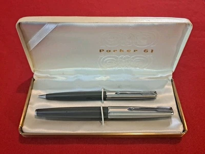 Parker 61 Caligraphy Pen & Mechanical Pencil Set c1950s - Image 1 of 4