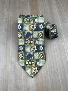 ERMENEGILDO ZEGNA Seidenkrawatte Designer Floral Grün Made in Italy W3,75xL57 - Bild 1 von 5