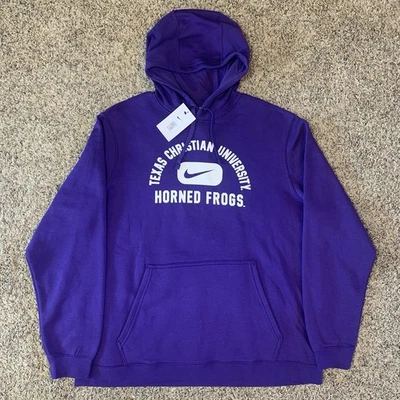 NWT Nike TCU Hoodie Mens 2XL Horned Frogs Club Fleece Sweatshirt Center Swoosh - Image 1 of 4