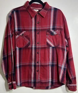 Camisa de franela Arizona Jean Co para hombre XL roja a cuadros con botones manga larga algodón - Imagen 1 de 8
