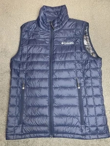 Columbia Turbodown Vest Blue Medium Full Zip Insulated Puffer Vest  - Picture 1 of 8