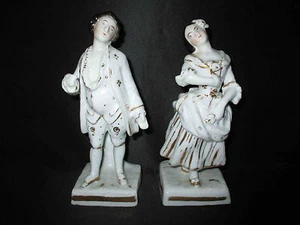 ancien encrier en porcelaine de vieux Paris couple noble XIX ème - Picture 1 of 4