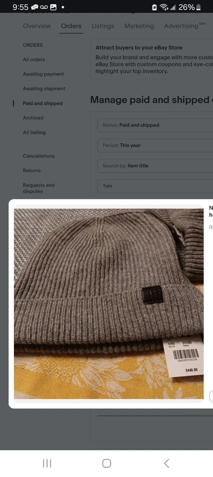 NUEVO CON ETIQUETAS TOM Ford Cachemira Pura Sombrero Hecho en Italia Gris $440 Mediano Foto 1 de 1