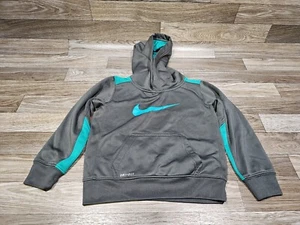 Kids Nike 4 (3-4) Dri-Fit Fleece Lined Hooded Jacket Grey Teal - Picture 1 of 6