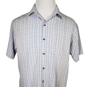 Van Heusen Casual Shirt Mens Sz Large 16-16.5 Blue Stripe Short Sleeve Button Up - Picture 1 of 9