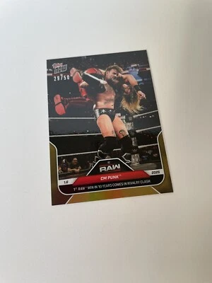 2025 Topps NOW WWE Raw GOLD PARALLEL CARD 29/50 CM PUNK #6 1st WIN IN 10 YEARS - Image 1 of 2