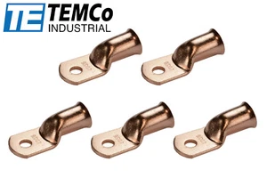 5 Lot 4/0 5/16" Hole Ring Terminal Lug Bare Copper Uninsulated AWG Gauge - Picture 1 of 7