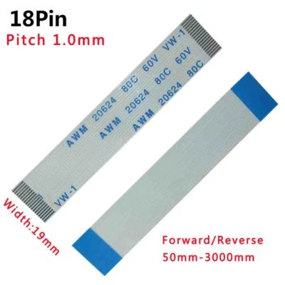 FOSWORD Pitch 1.0mm 18-Pin 18P FFC/FPC Flexible Flat Cable 80C 60V VW-1 50-3000mm W:19mm