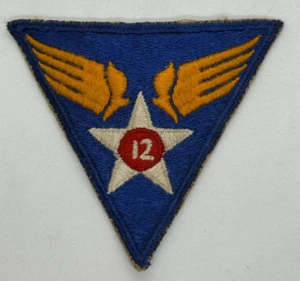 WWII US Army 12th Air Force Embroidered Triangle Patch 3" wide white thread back - Picture 1 of 2