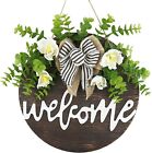 Welcome Sign for Front Door, Artificial Peony Eucalyptus Wreath, Front Door Deco