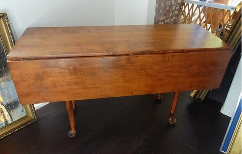 Antique Queen Anne Drop Leaf Rectangular Dining Table Cover