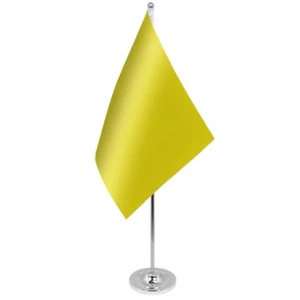 Yellow Satin & Chrome Premium Table Flag - Picture 1 of 7