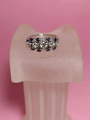 Bague Ancienne Or 18 Carats Diamant Pour 0.65cts Et Saphirs - Photo 1/4