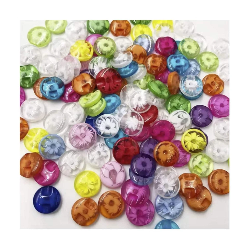 20pcs 13mm Loop Backed Transparent Flower Design Sweater Buttons Glossy Resin - Image 1 of 1