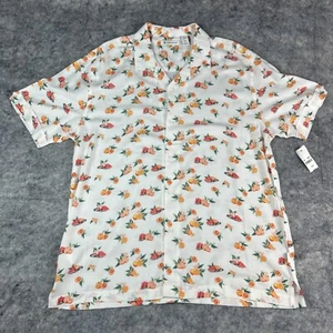 Cubavera Fruit Hawaiian Viscose Shirt Men's XL White Oranges And Watermelon NWT - Picture 1 of 8