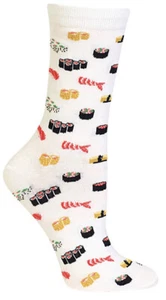 Hot Sox Unisex Sushi White Crew Socks One Pair Fits Sizes 9-11 NWT - Picture 1 of 2