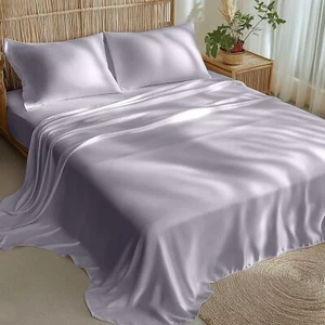 Viscose Derived from Bamboo Cooling Sheet Set,Deep Pocket Up to 16" (Queen,Grey) - Picture 1 of 4