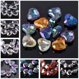 10pcs 19x16mm Heart Faceted Crystal Glass Loose Craft Beads lot for DIY Jewelry - Picture 1 of 13