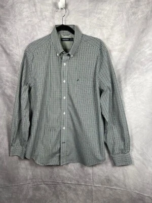 Camisa de vestir de trabajo Nautica para hombre talla grande con botones verde blanco Foto 1 de 4