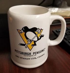 Vintage 1991 NHL Pittsburgh Penguins Hockey STANLEY CUP CHAMPS Coffee Mug Cup - Picture 1 of 11