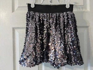 Girls Black Sweater & The Children's Place Sequined Skirt Black Silver Skirt 7/8 - Picture 1 of 19