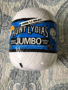 Aunt Lydia's Classic Crochet Thread Size 10 Jumbo-White -153-201 - Picture 1 of 6