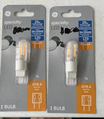 [2 Pack]GE LED T4 GY8.6 Clear 120 Volt 2.5 Watt Replaces 20 W 170 Lumens Bulbs - Image 1 of 4