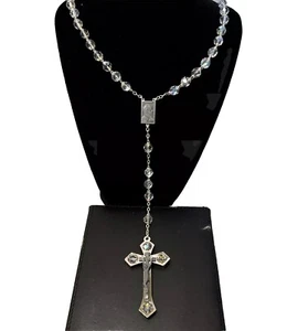 ROMA Italy Aurora Borealis Rosary Beads Religious Cross Crucifix - Picture 1 of 9