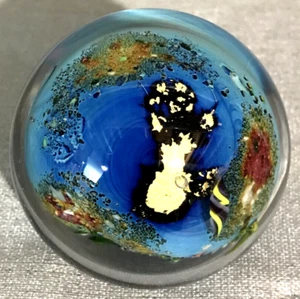Vtg Josh Simpson PLANETOID MARBLE - Signed JS95 - Art Glass Sphere Little Planet - Picture 1 of 10