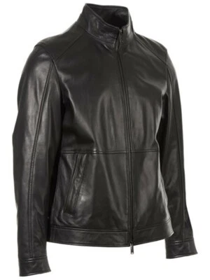 MICHAEL KORS Leather Racing Jacket Black Zip Front sz XXL NWT $398 - Image 1 of 4