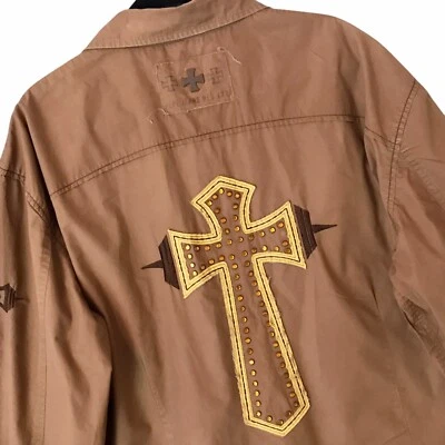 VTG 90’s Y2K Pepe Jeans Button Down Cross Shirt Studded Embroidered Grunge 3XL - Image 1 of 4