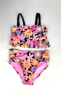 Wonder Nation Girls Small (6-6X) Pink Floral Ruffle 2-Piece Tankini Swimsuit - Picture 1 of 10