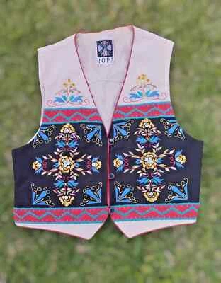 Chaleco Disfraz Para Mujer De Colección Años 80 Hairston Roberson ROPA Bordado Western Talla L Foto 1 de 4