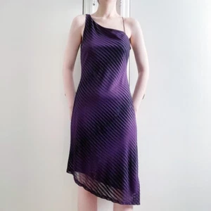 Vintage Y2K 90s Purple Velvet Sparkle Midi Dress - Picture 1 of 4