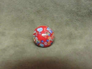 Vintage Hand Made Art Glass Clothes Button Red w/Canes Millefirori Smaller - Picture 1 of 2