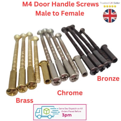 Door Handle Screws Male To Female Connecting Screw for Handles Fixings M3 M4 - Image 1 of 4