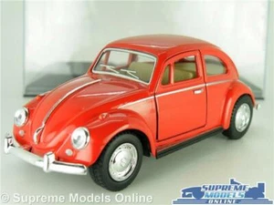 VOLKSWAGEN VW BEETLE MODEL CAR 1967 1:32 SCALE RED + DISPLAY CASE KINSMART K8 - Picture 1 of 5