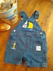 Vintage Boys Blue Nautical Sailboat Shortall Overalls Lighthouse 12 Months 90'S