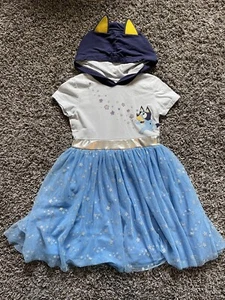 ๐ Disney Bluey Dress Hooded Glitter Tulle Skirt Costume CosPlay Girls Size M 8 - Picture 1 of 8