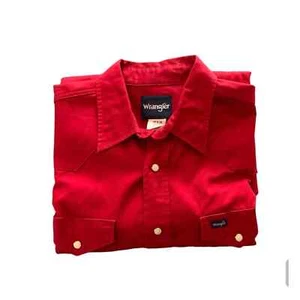 Vintage Wrangler Red Western Button-Down Shirt Size 17  #1106 - Picture 1 of 3
