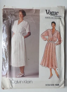 Vogue 1525 pattern Blouson Dress Sz 12 American Designer Calvin Klein UNCUT - Picture 1 of 3