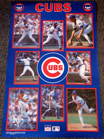 CHICAGO CUBS 1990 22x34 Starline POSTER Maddux, Sandberg, Grace, Dawson ++ Cover