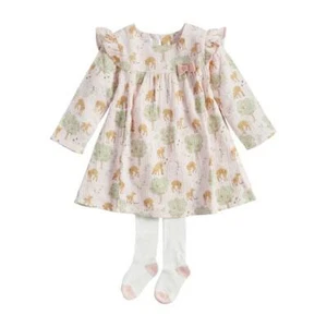 Mud Pie The Great Outdoors Deer Dress & Tights Set  3-6M 6-9M 9-12M 12-18M - Picture 1 of 1