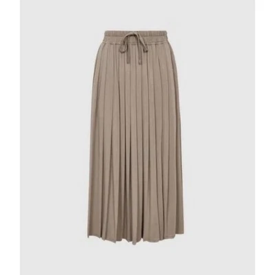 NWT Reiss Ariella Fine Jersey Pleated Midi Skirt Mink Beige Size 8 Elegant Flowy - Image 1 of 4