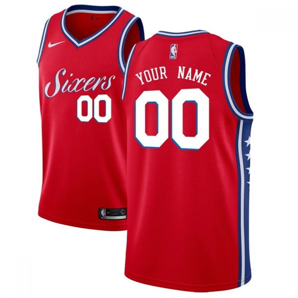 Custom Nike NBA Philadelphia 76ers Sixers Retro Red Jersey - Image 1 of 1