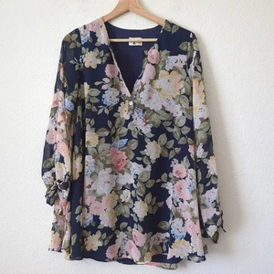 Show Me Your Mumu Womens Top Blossom Oversize XS Floral Tunic Long Sleeve Blouse - Picture 1 of 7