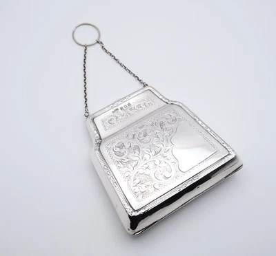 Fabuloso bolso antiguo de plata esterlina para damas con sello Birmingham 1919 Foto 1 de 4